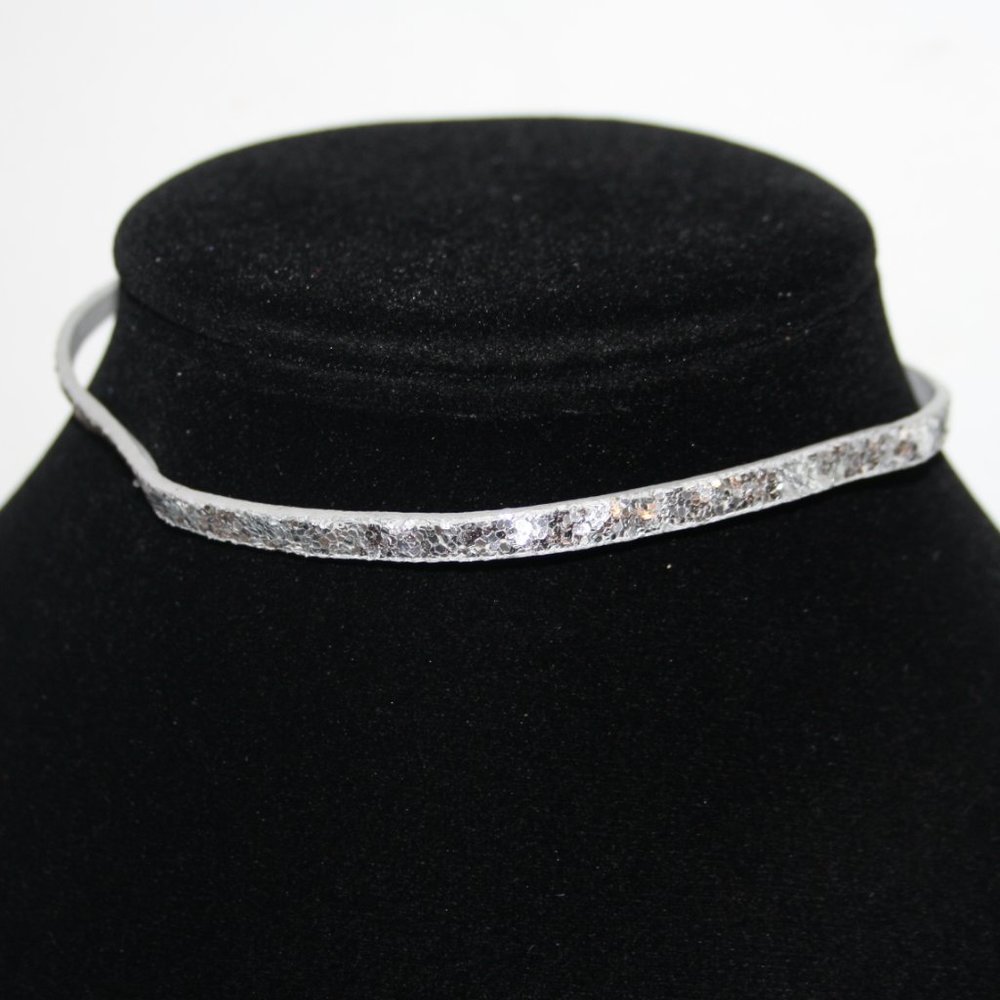 ⚫✨ Silver Glitter Choker Necklace · 12.5–15" ✨⚫